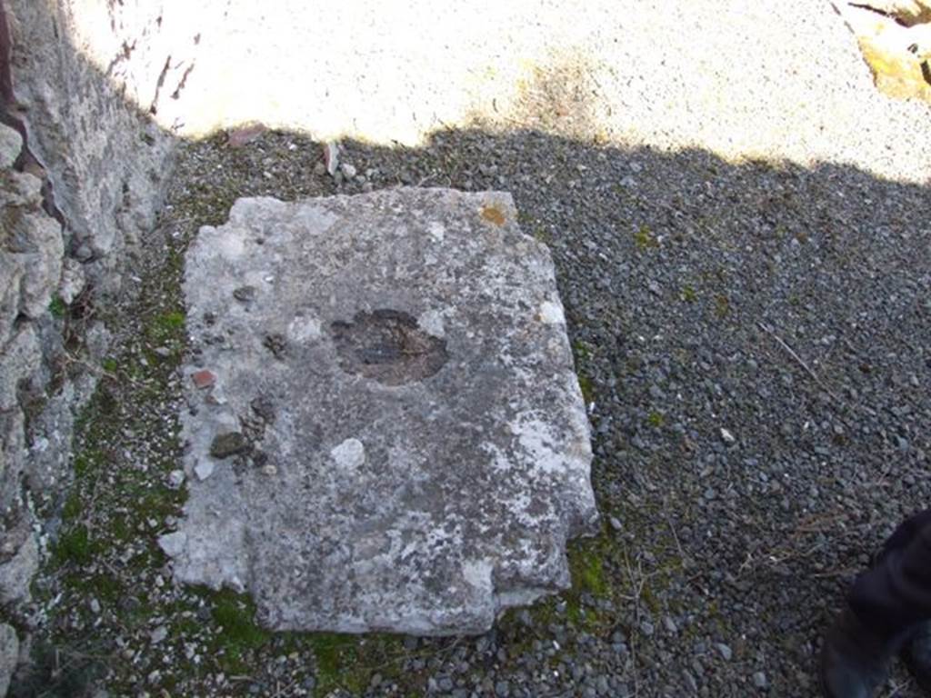 VIII.5.5/2 Pompeii.  March 2009.  Room 25.  Base for the arca, near the west wall of the atrium, between Rooms 26 and 23.