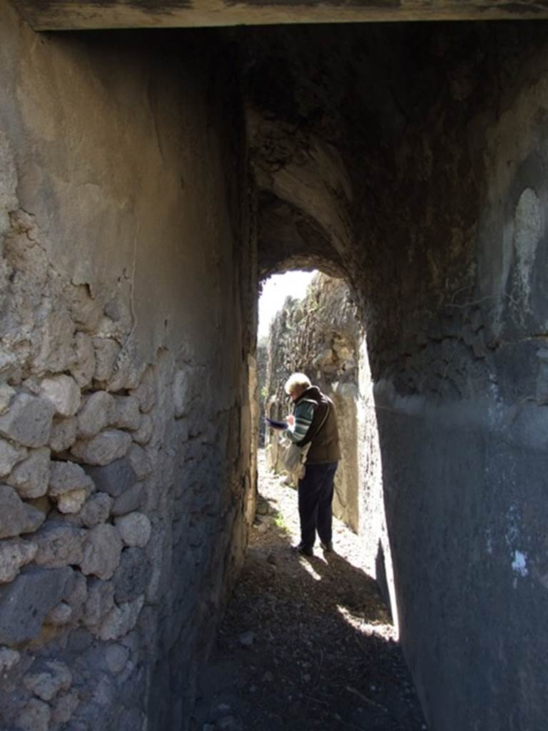 VIII.5.5 Pompeii.  March 2009. Room 27. Corridor leading south to Services area.