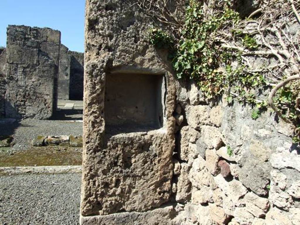 VIII.5.5 Pompeii. March 2009. Room 35, square recess in north west corner of cubiculum.