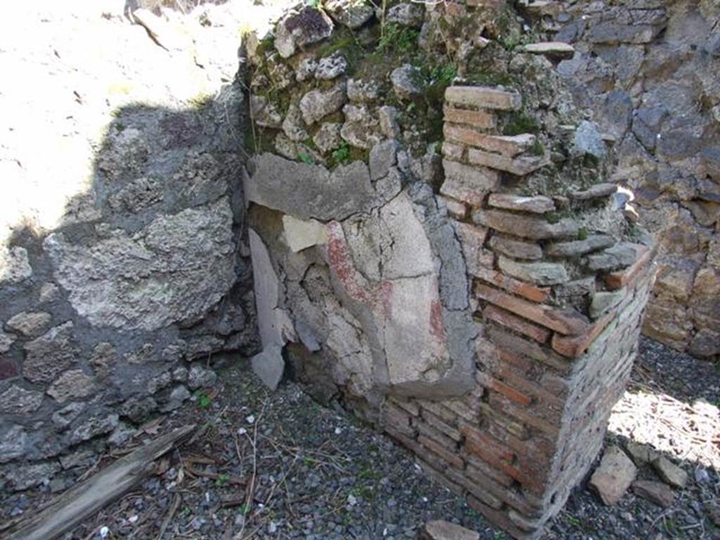 VIII.5.2 Pompeii. March 2009. Room 3, north side. Looking north-east towards east wall of brick pilaster.