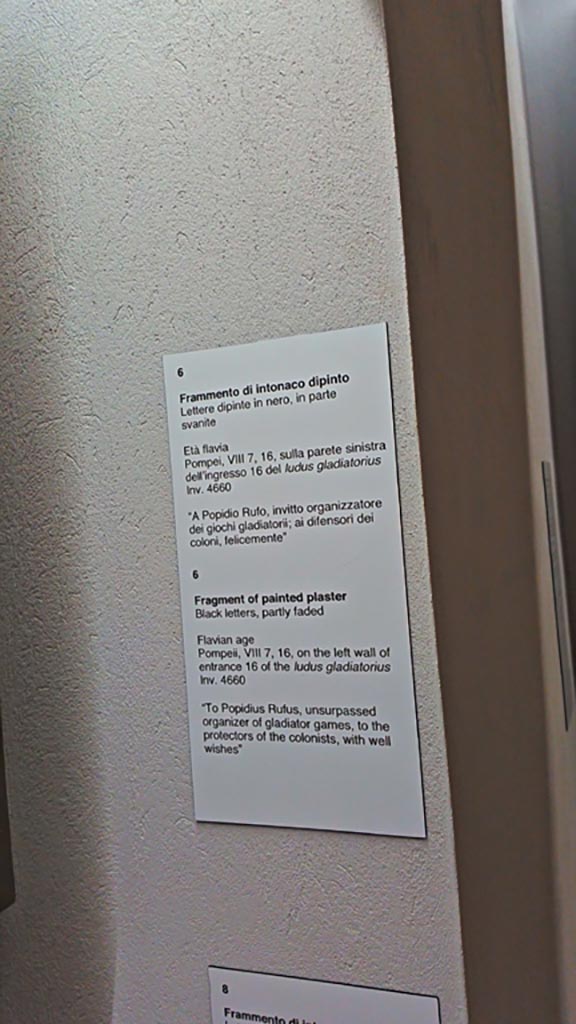VIII.7.16 Pompeii. Information card in Naples Archaeological Museum.
Photo courtesy of Giuseppe Ciaramella, June 2017.