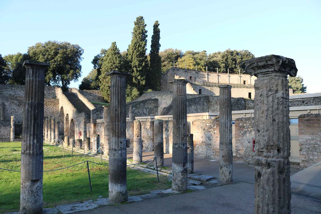 VIII.7.16 Pompeii. December 2018.
Looking north-west towards the large theatre, from north-east corner. Photo courtesy of Aude Durand.