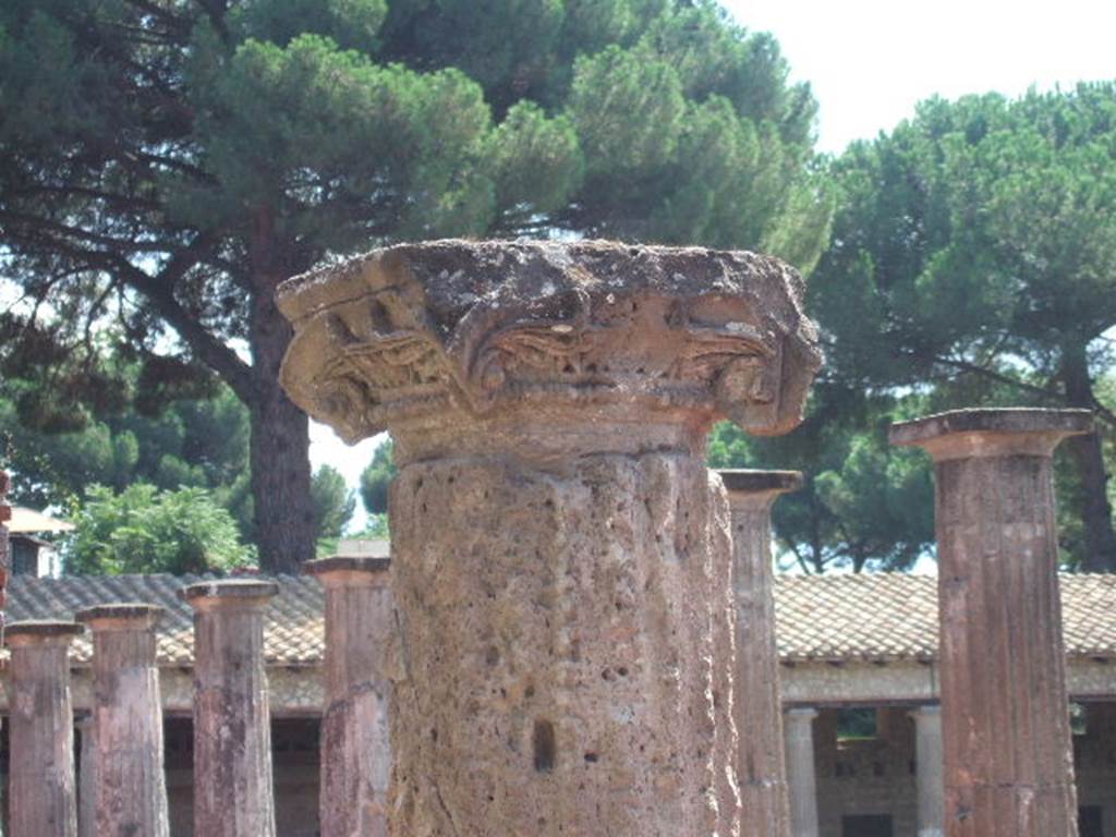 VIII.7.16 Pompeii. May 2006. Ionic Capital with Doric columns behind.