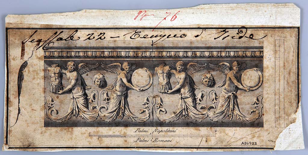 VIII.7.28 Pompeii. Drawing by Francesco La Vega of temple pediment facade. 
Now in Naples Archaeological Museum. Inventory number ADS 922.
Photo © ICCD. http://www.catalogo.beniculturali.it
Utilizzabili alle condizioni della licenza Attribuzione - Non commerciale - Condividi allo stesso modo 2.5 Italia (CC BY-NC-SA 2.5 IT)
