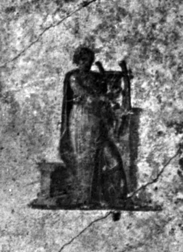 IX.1.20 Pompeii. W.344. Room 9, south end of east wall of triclinium, painting of Terpsichore.
Detail from photo by Tatiana Warscher. Photo © Deutsches Archäologisches Institut, Abteilung Rom, Arkiv.