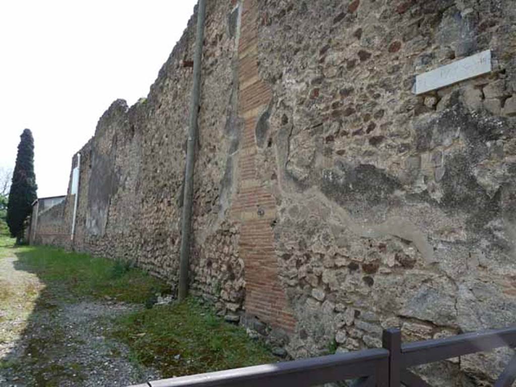 IX.8.7 Pompeii. May 2010. East exterior wall on small vicolo, looking south.