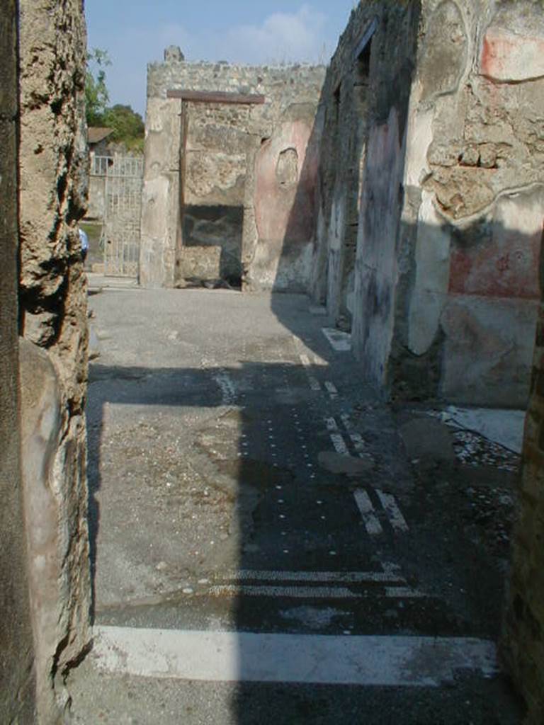 IX.8.6 Pompeii. September 2004. 
Looking north along east side of atrium from near doorway to room 4.


