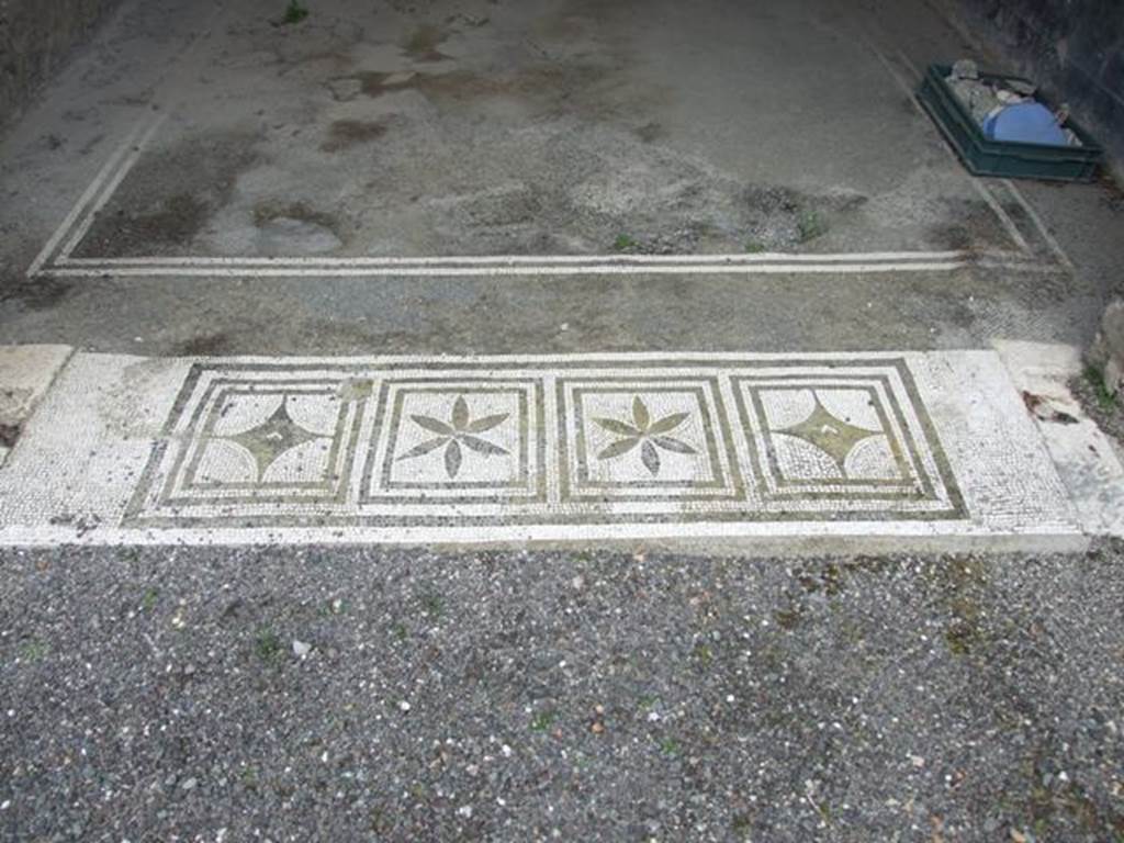 IX.8.6 Pompeii. March 2009.  Room 11,  Mosaic in threshold of floor from portico.