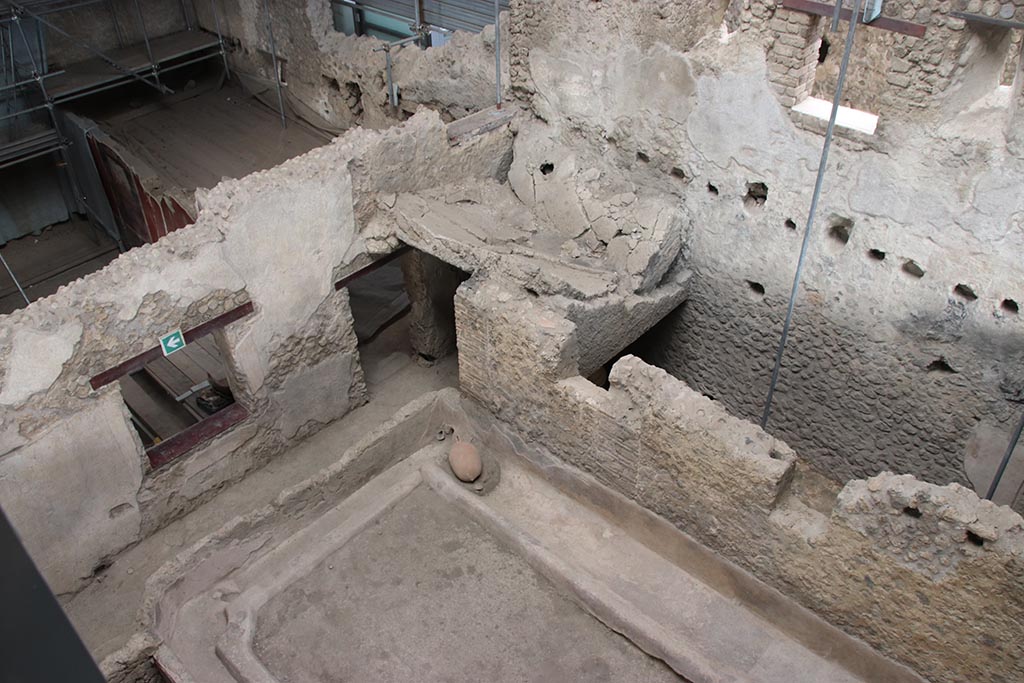 IX.12.6 Pompeii. October 2024.
Looking north-east across room “n1” towards room “m”, upper left, and stable “n” upper right. Photo courtesy of Klaus Heese.