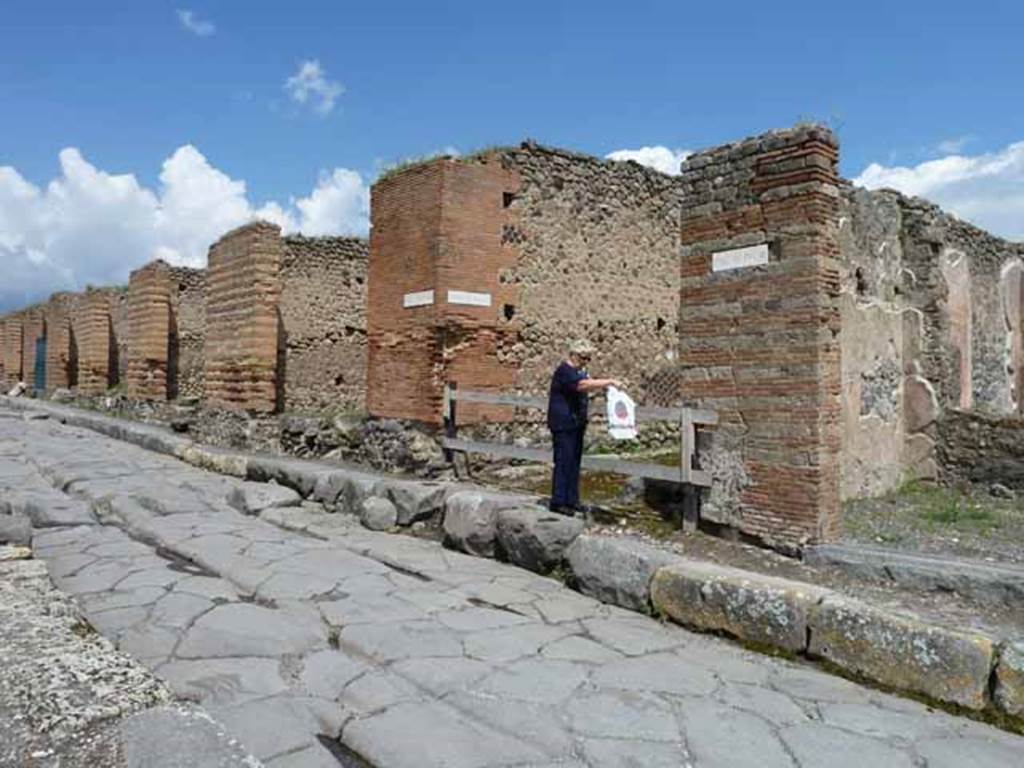 Via Stabiana, east side, May 2010. Looking north-east towards unnamed vicolo between IX.4 and IX.3.
