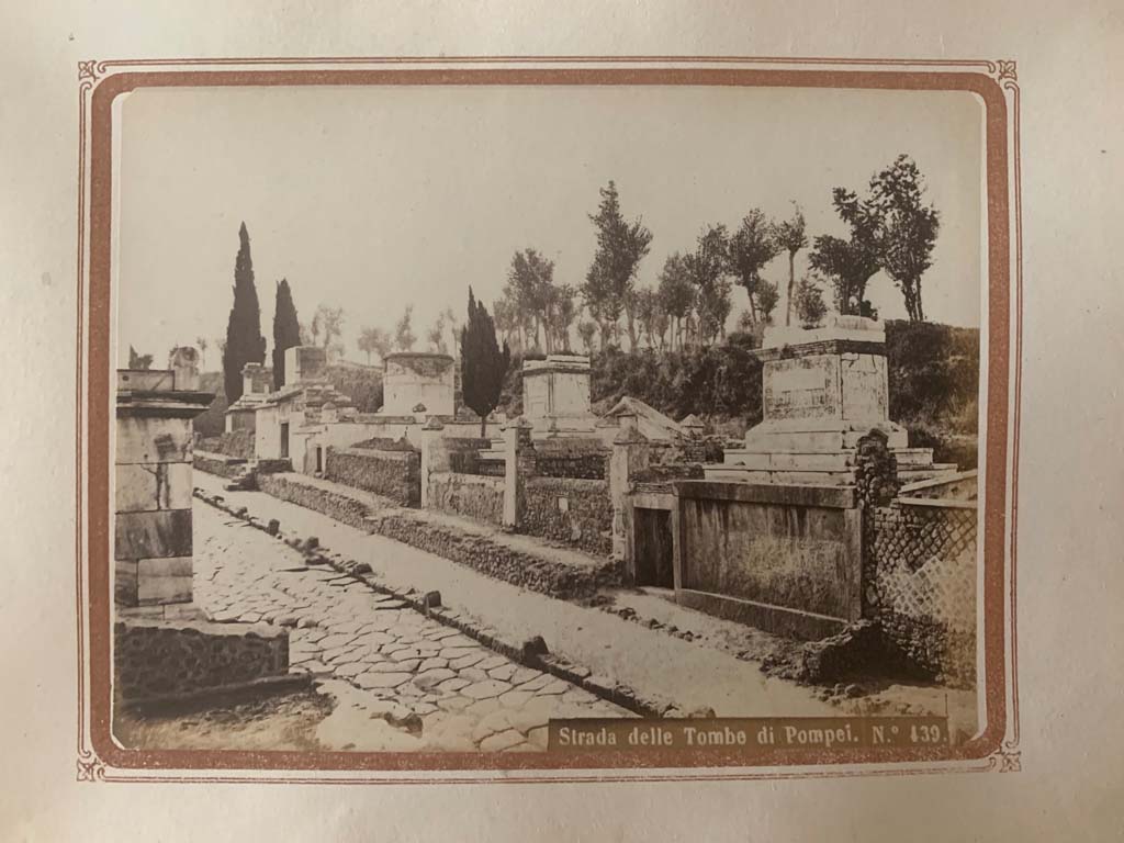 Via dei Sepolcri. Pompeii. Looking south along west side. From an album by Roberto Rive, dated 1868.
Photo courtesy of Rick Bauer.