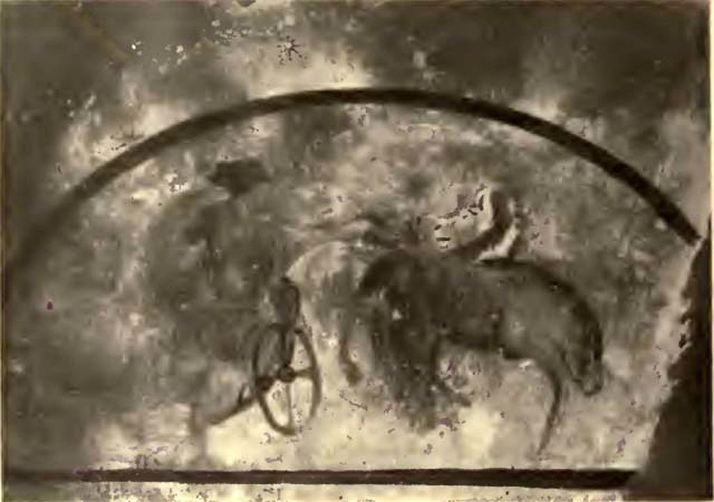 Santa Maria Capua Vetere, Mithraeum. 1922. Fresco of Luna/Diana on the East wall.
See Notizie degli Scavi di Antichità, 1924 p. 364, fig. 6.