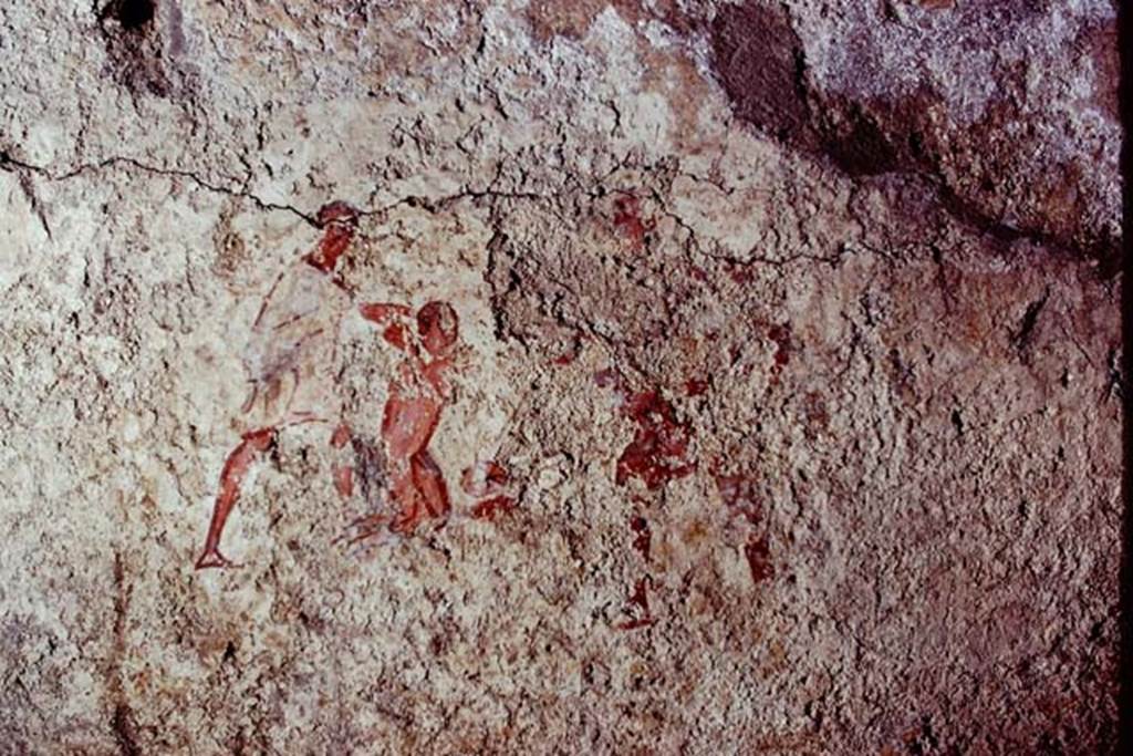 Santa Maria Capua Vetere, Mithraeum. 1974. Initiation painting located on front of benches. Photo by Stanley A. Jashemski.
Source: The Wilhelmina and Stanley A. Jashemski archive in the University of Maryland Library, Special Collections (See collection page) and made available under the Creative Commons Attribution-Non Commercial License v.4. See Licence and use details.
J74f0585