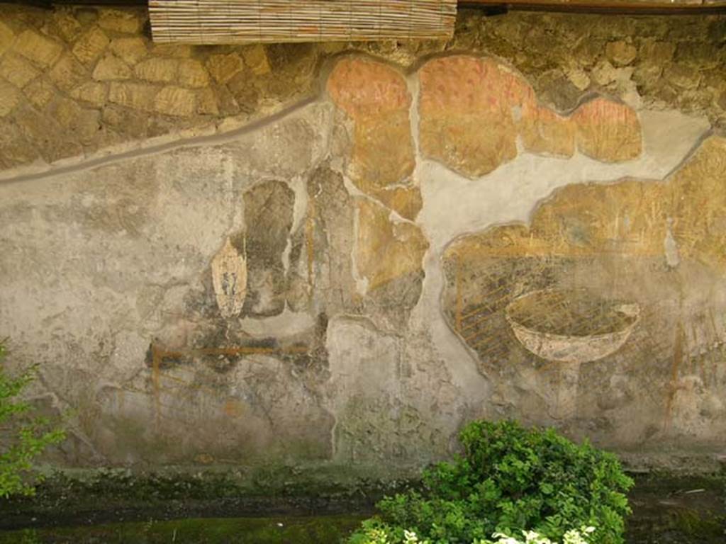 III.11 Herculaneum. May 2005. Detail from south wall of garden peristyle. Photo courtesy of Nicolas Monteix.