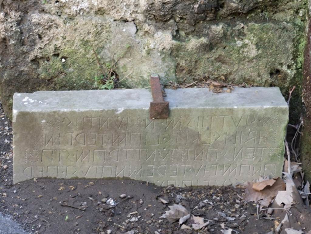 Pompeii Stabian Gate. March 2009. Oscan inscription near west side. 