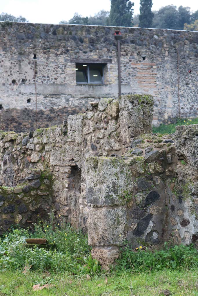 VIII.7.10 Pompeii. December 2018. 
Detail of north wall of rear room, with niche. Photo courtesy of Aude Durand.

