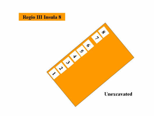 Pompeii Regio III(3) Insula 8. Plan of entrances 1 to 8