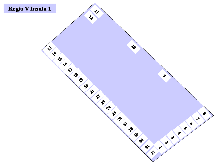 Pompeii Regio V(5) Insula 1. Plan of entrances 1 to 32 