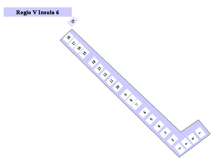 Pompeii Regio V(5) Insula 6. Plan of entrances 1 to 19 and a to c