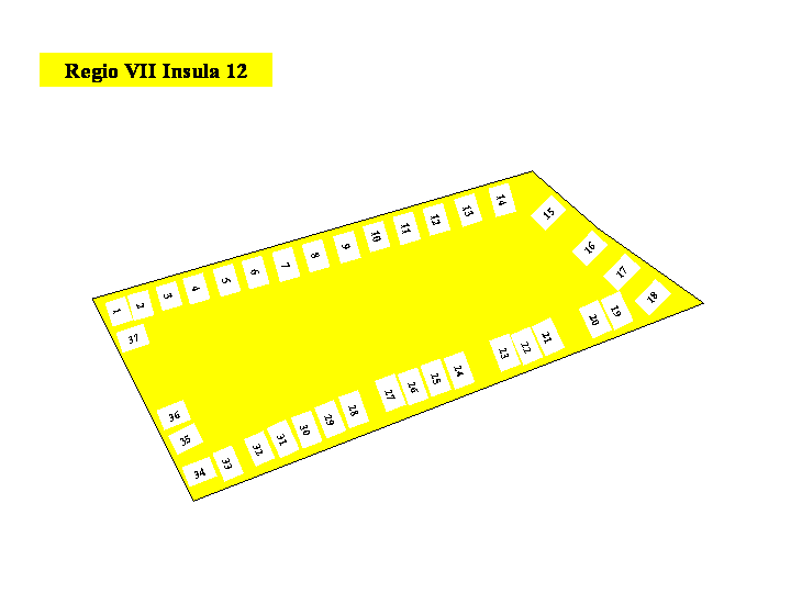 Pompeii Regio VII(7) Insula 12. Plan of entrances 1 to 37