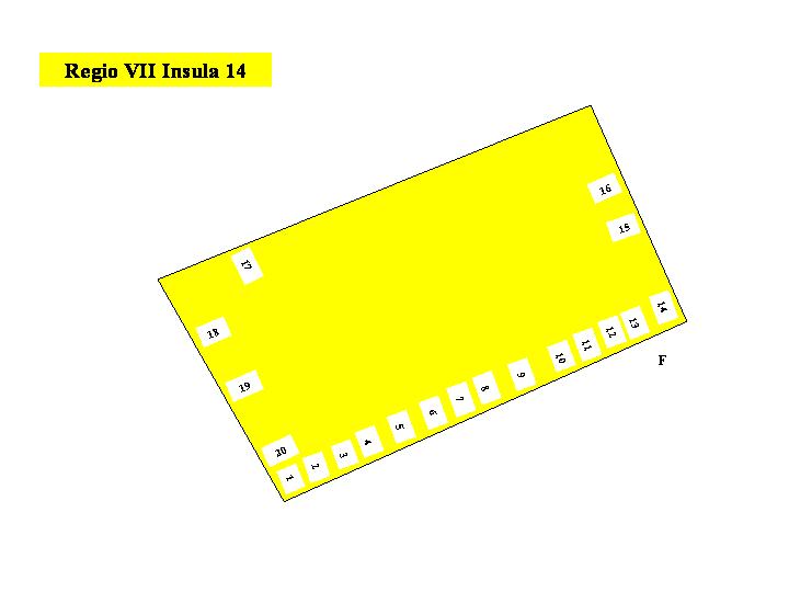 Pompeii Regio VII(7) Insula 14. Plan of entrances 1 to 20