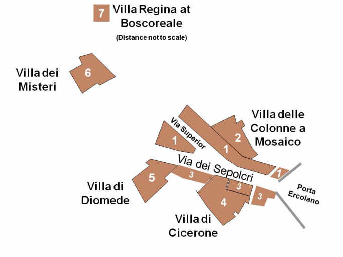 Pompeii Herculaneum Gate. Tombs, villas and the Via dei Sepolcri Pompei Porta Ercolano. Tombe, ville e la Via dei Sepolcri Pompeji Herkulaner Tor. Gräber, Villen und die Via dei Sepolcri
