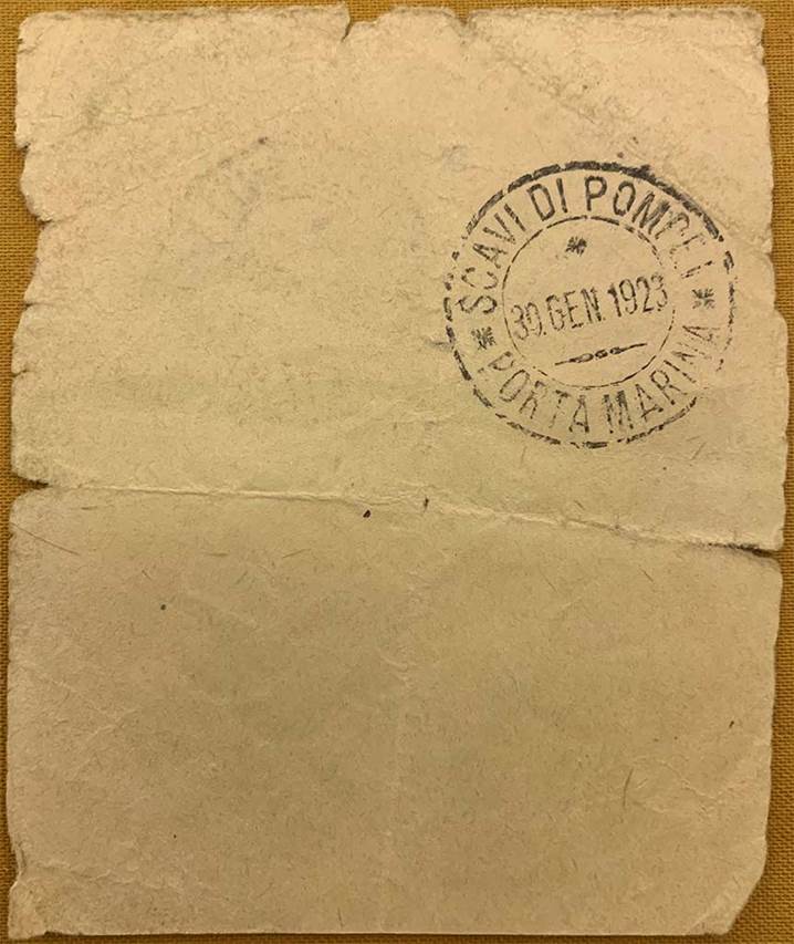 T.5. Pompeii, Porta Marina. Stamp dated 30th January 1923 on rear of ticket. Photo courtesy of Rick Bauer.