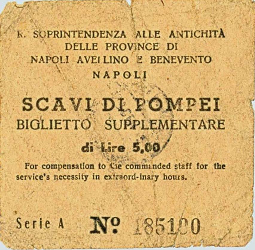 T.22. Pompeii Entrance ticket dated April 2019. Entry fee was 15 Euro.
Photo courtesy of Rick Bauer.
