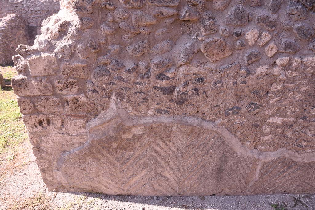 I.4.22 Pompeii. October 2019. Detail from south end of west wall of entrance corridor.
Foto Tobias Busen, ERC Grant 681269 DÉCOR.
