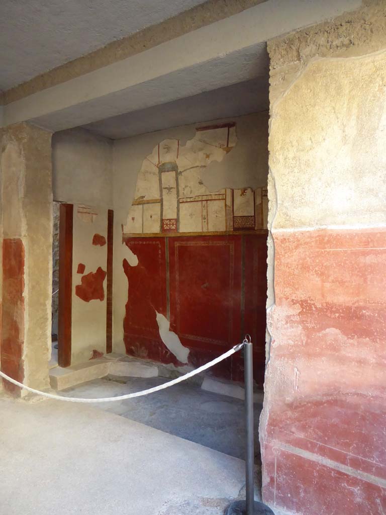 I.6.7 Pompeii. May 2016. Looking towards room on west side of entrance, the south-west corner and doorway through to atrium. Photo courtesy of Buzz Ferebee.

