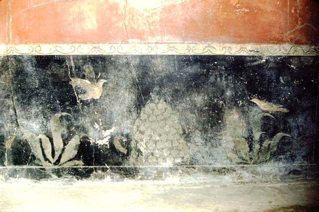 I.6.7 Pompeii. September 2019. Painted figure in centre on north wall in large oecus. Photo courtesy of Klaus Heese.