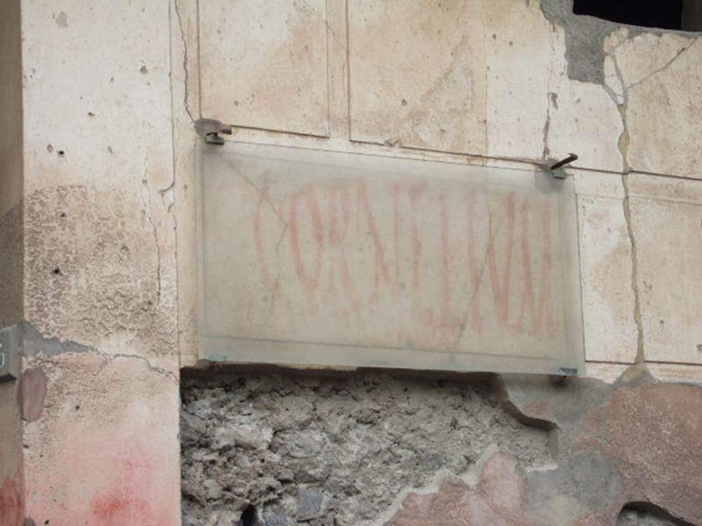 I.6.15 Pompeii. December 2005. Graffito found on front of house, to right of entrance.
C(aium)  Cornelium
aed(ilem)  Tyrsus  [ro]gat     [CIL IV 7190]
