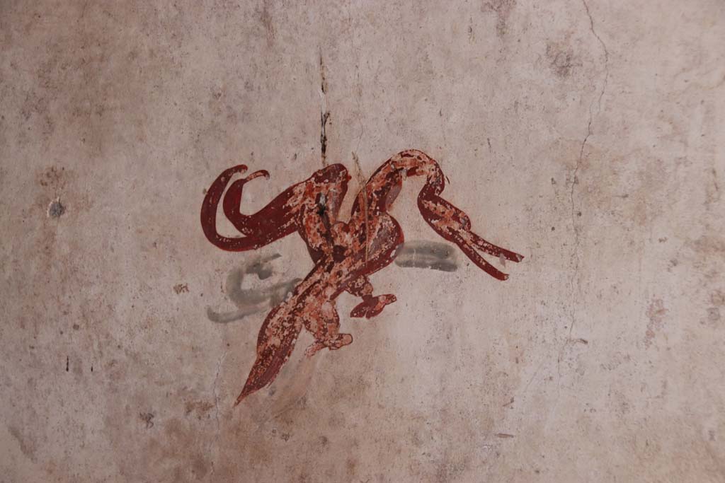 I.7.11 Pompeii. September 2021. Painted bird on north wall. Photo courtesy of Klaus Heese.