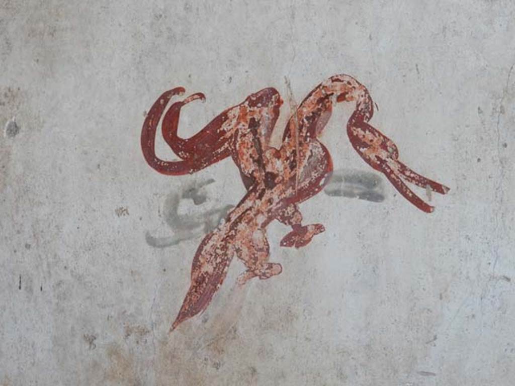 I.7.11 Pompeii. May 2017. Detail of painted bird from north wall. Photo courtesy of Buzz Ferebee.