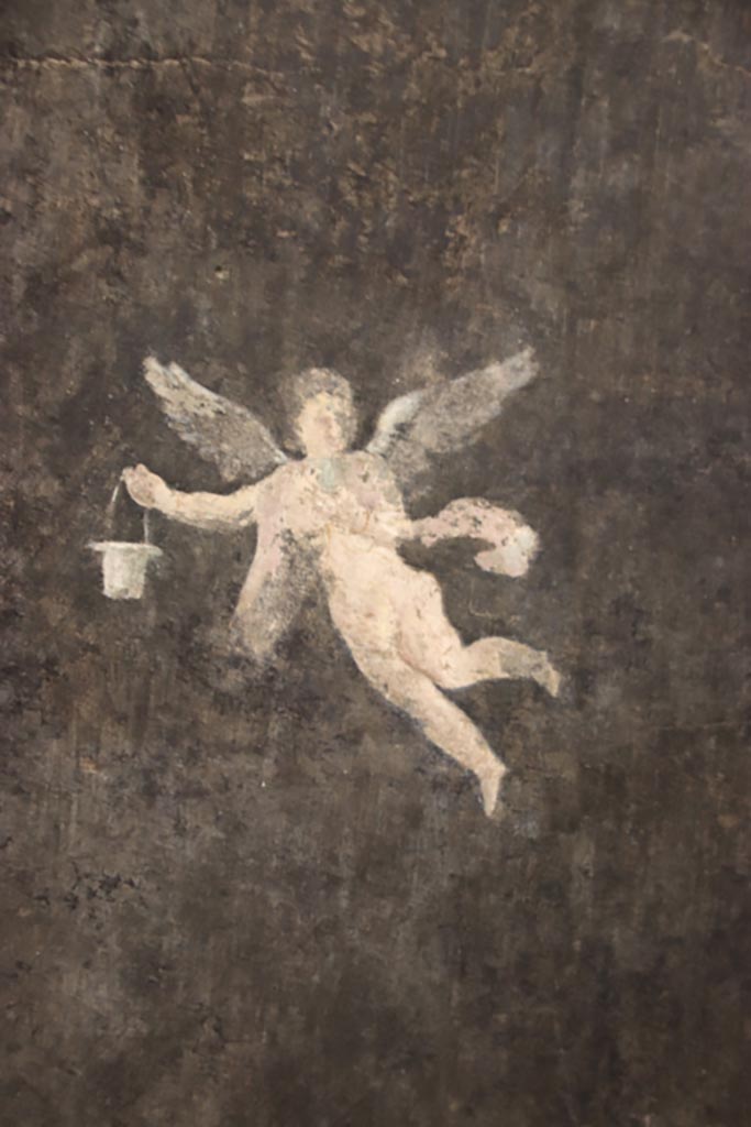 I.9.5 Pompeii. October 2022. 
Room 10, detail of flying figure from east wall at south end. Photo courtesy of Klaus Heese.

