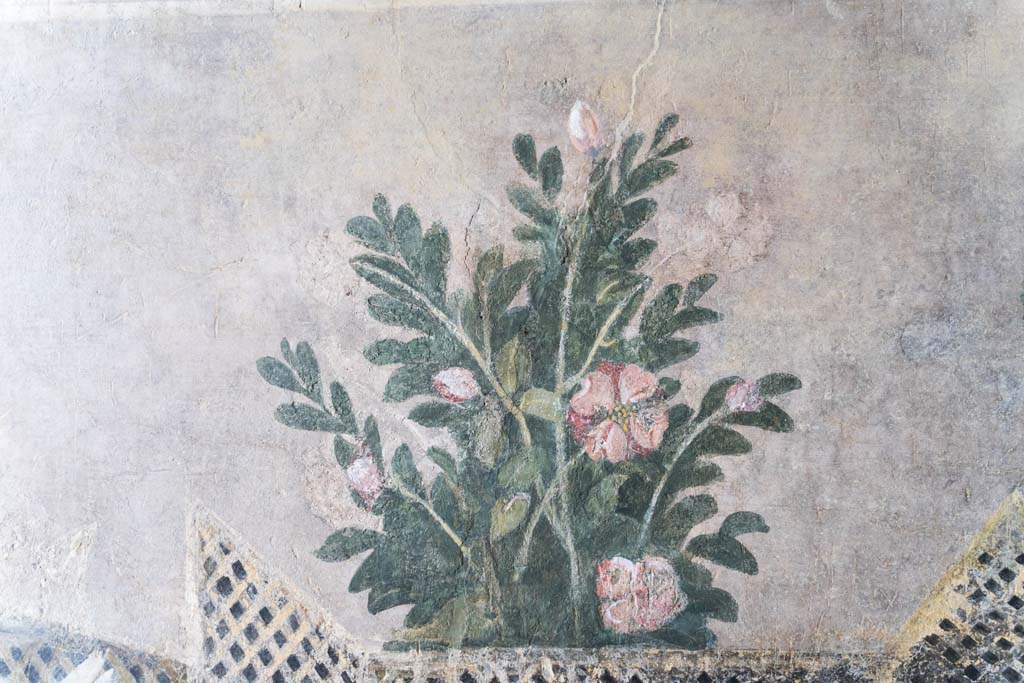 I.9.5 Pompeii. April 2022. 
Room 11, detail of painting of fountain from south wall in south-east corner. Photo courtesy of Johannes Eber.

