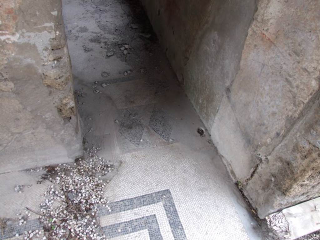 I.9.14 Pompeii. March 2009.  Room 6. Tablinum floor with diamond pattern mosaic in doorway floor leading to Room 7.