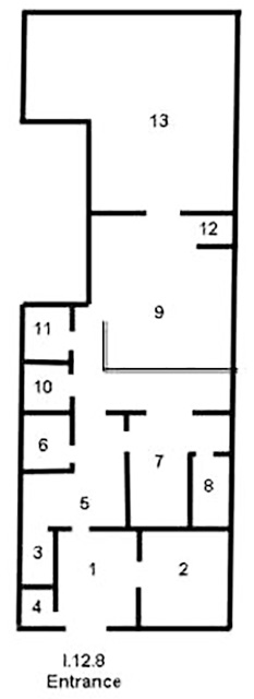 I.12.8 Pompeii. Casa e Officina del Garum degli Umbricii 
Room Plan