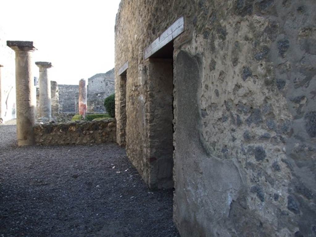 I.13.1 Pompeii.  December 2007. West wall of entrance corridor with two rooms.
