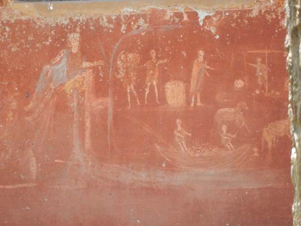 I.14.7 Pompeii. May 2015. Detail from base of lararium.  Photo courtesy of Buzz Ferebee.