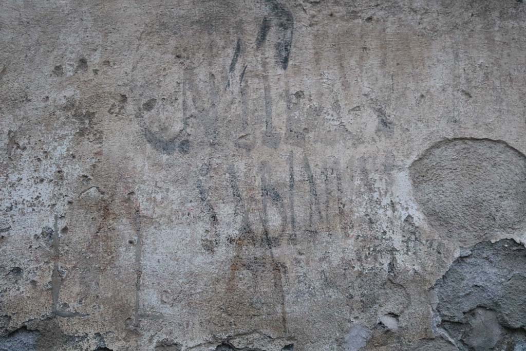 I.14.7/8 Pompeii. December 2018. Detail of graffiti, west side (right). Photo courtesy of Aude Durand.