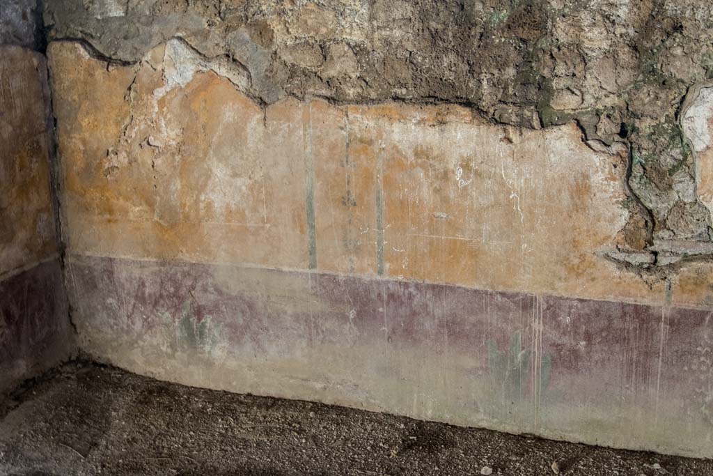 I.14.15 Pompeii. January 2019. Detail of painted decoration from east end of south wall of room on west side of bar-room.
Photo courtesy of Johannes Eber.
