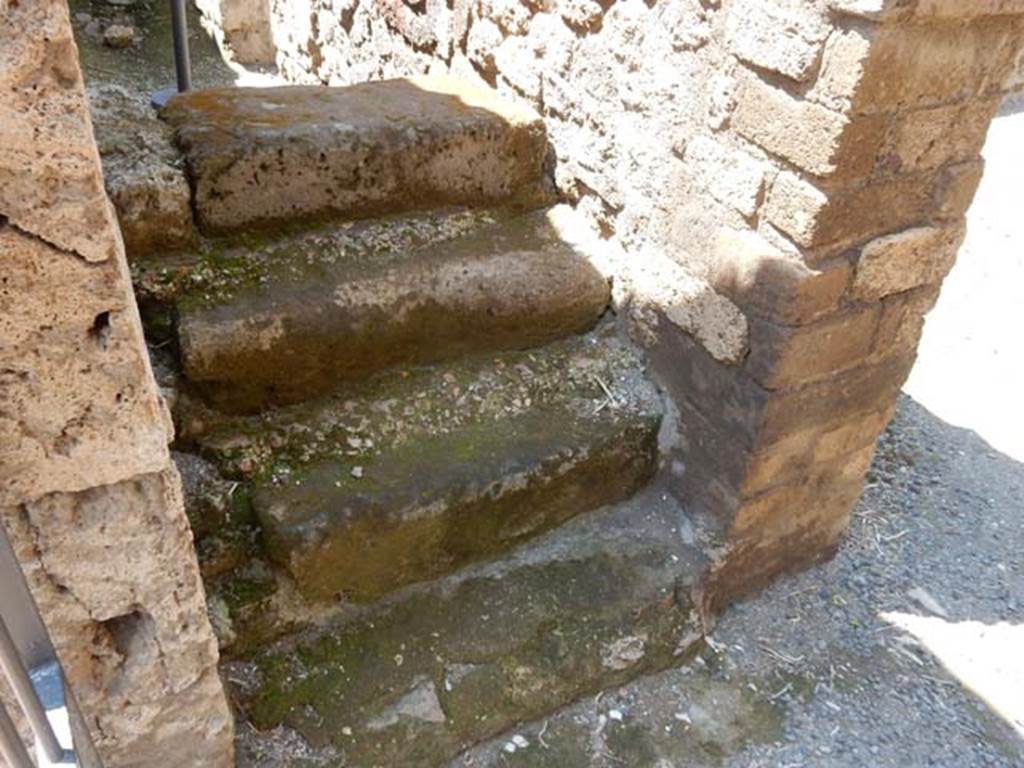 II.2.1 Pompeii. May 2016. Looking at stairs from the doorway on the left of the picture, which would have led into the atrium of II.2.2. Photo courtesy of Buzz Ferebee. 
