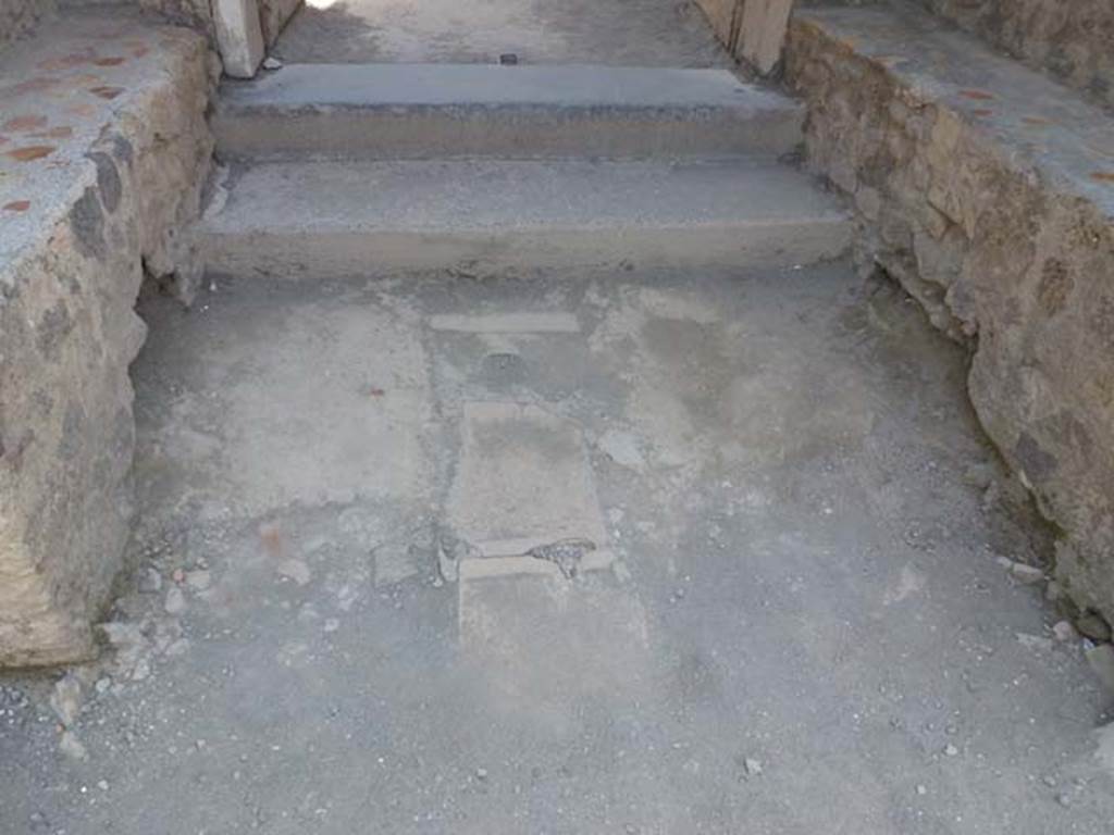 II.2.2 Pompeii. June 2012. Floor of vestibule 1 and steps to entrance fauces. Photo courtesy of Michael Binns.