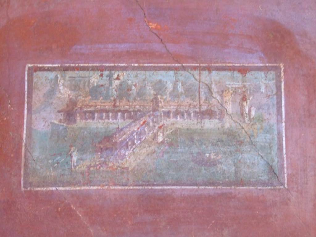 II.3.3 Pompeii.  March 2009. Room 11, North wall of North Portico.  Painted panel with architectural sea landscape.