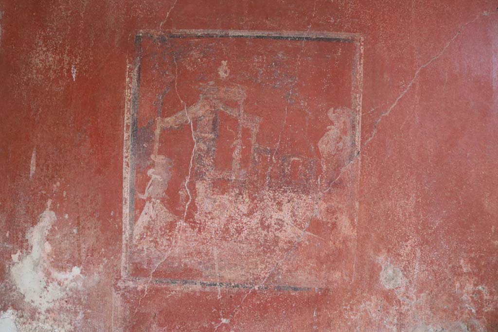 II.8.6 Pompeii. December 2018. Detail of a wall painting in room, from east wall on right. Photo courtesy of Aude Durand.