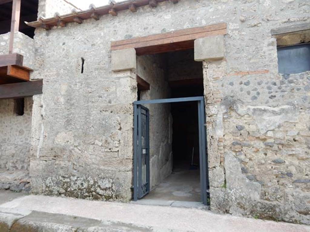 II.9.4, Pompeii. May 2018. Looking towards entrance doorway on east side of Via di Nocera.
This house is linked to the dwelling at II.9.3, and because the closed doorway there is still blocked by a plaster-cast of the door at the time of the eruption, the entrance to both houses is here at II.9.4, but see also II.9.3 for its rooms. Photo courtesy of Buzz Ferebee. 


