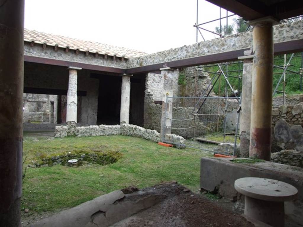 III.2.1 Pompeii.  March 2009.  Room 20. Summer Triclinium and Garden area.  Looking south west.