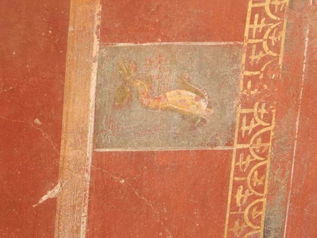 III.3.6 Pompeii. May 2018. Detail of painted decoration on east wall. Photo courtesy of Buzz Ferebee.

