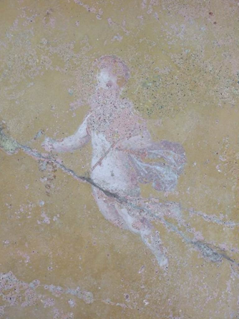 III.4.b Pompeii. March 2009. Room 4, north wall of exedra with painting of floating cupid.